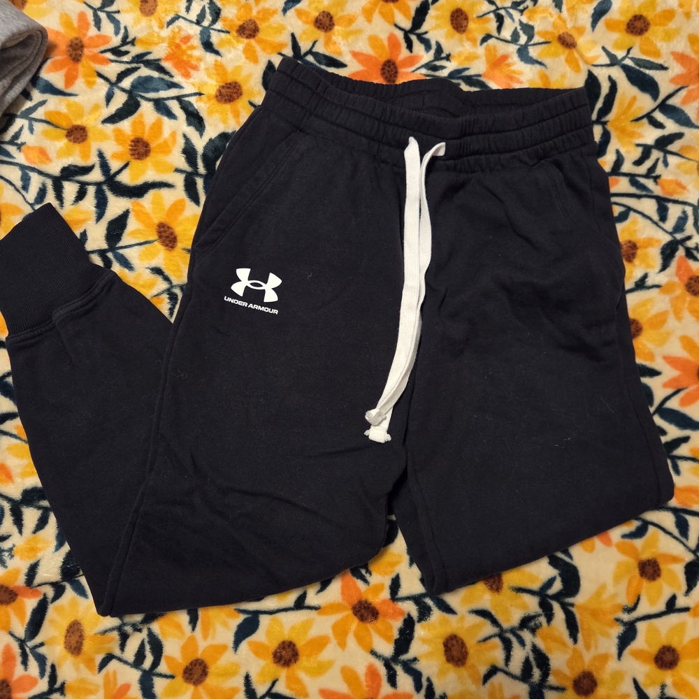 Under Armour Black Jogger Sweatpants with White Drawstring